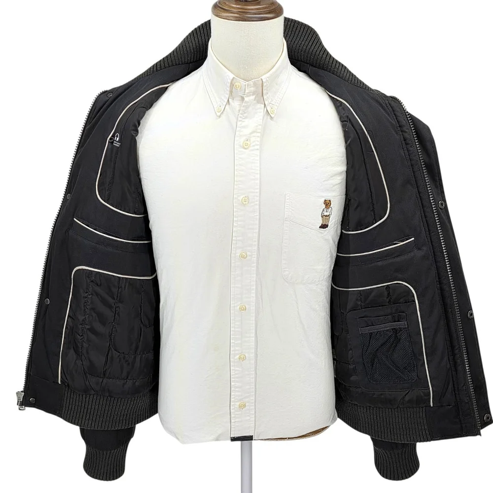 Calvin Klein Bomber Jacket Mens Small Black Water Resistant Windbreaker Ripstop - Picture 4 of 16